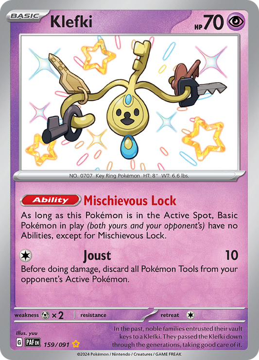 Klefki 159/091 from Paldean Fates (PAF) - Shiny Rare English Pokémon TCG single card