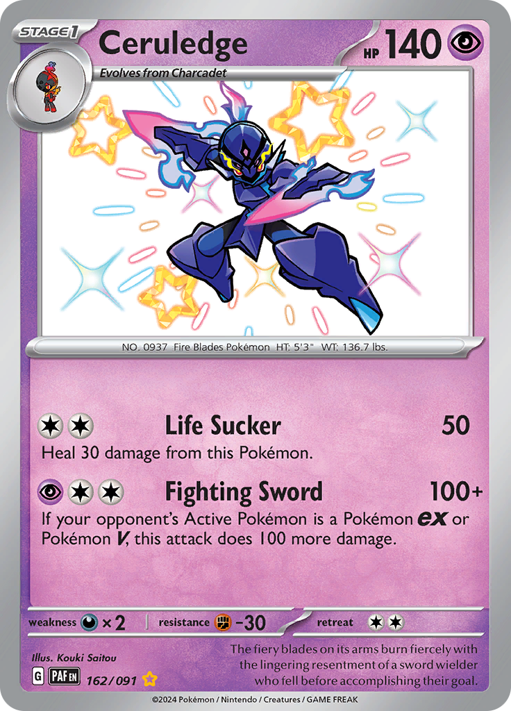Ceruledge 162/091 from Paldean Fates (PAF) - Shiny Rare English Pokémon TCG single card