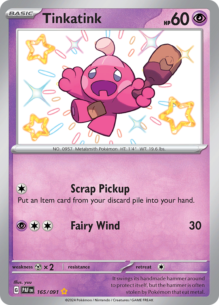 Tinkatink 165/091 from Paldean Fates (PAF) - Shiny Rare English Pokémon TCG single card