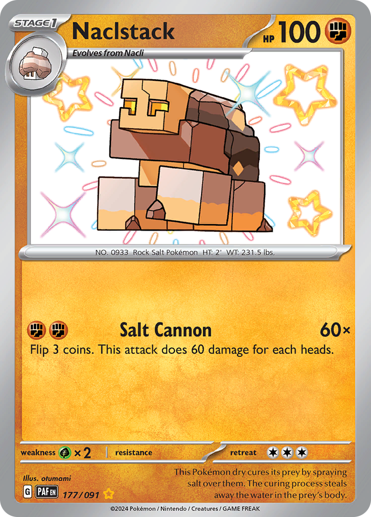 Naclstack 177/091 from Paldean Fates (PAF) - Shiny Rare English Pokémon TCG single card