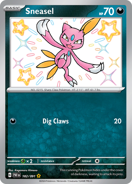 Sneasel 182/091 from Paldean Fates (PAF) - Shiny Rare English Pokémon TCG single card
