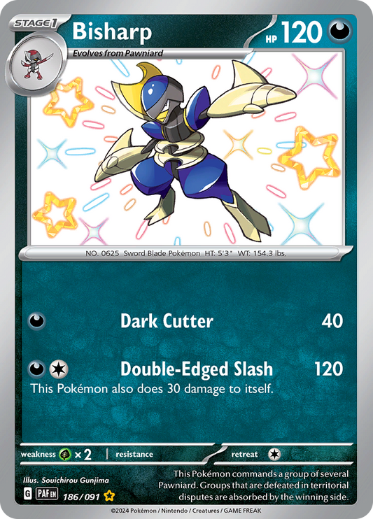 Bisharp 186/091 from Paldean Fates (PAF) - Shiny Rare English Pokémon TCG single card
