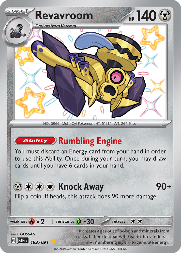 Revavroom 193/091 from Paldean Fates (PAF) - Shiny Rare English Pokémon TCG single card
