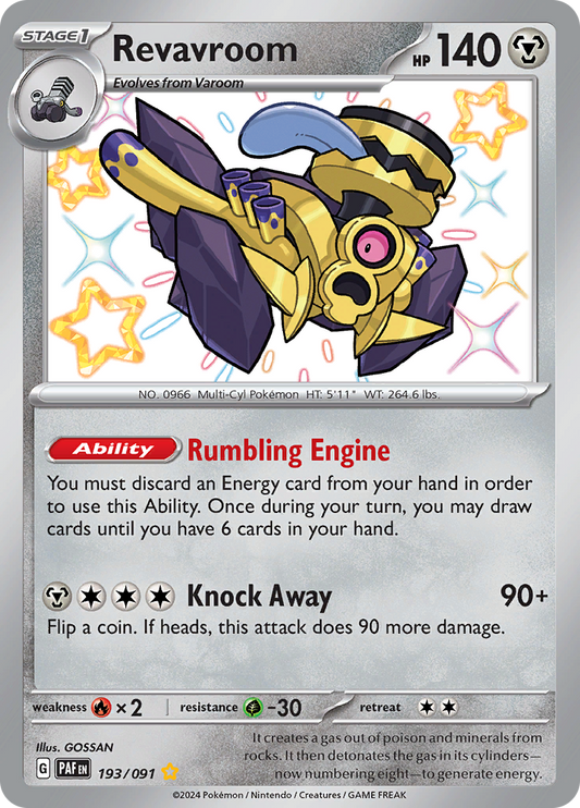 Revavroom 193/091 from Paldean Fates (PAF) - Shiny Rare English Pokémon TCG single card
