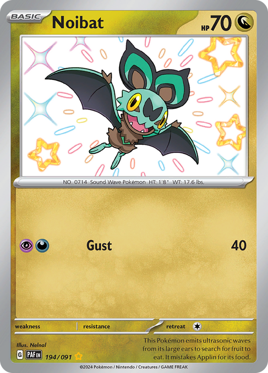Noibat 194/091 from Paldean Fates (PAF) - Shiny Rare English Pokémon TCG single card