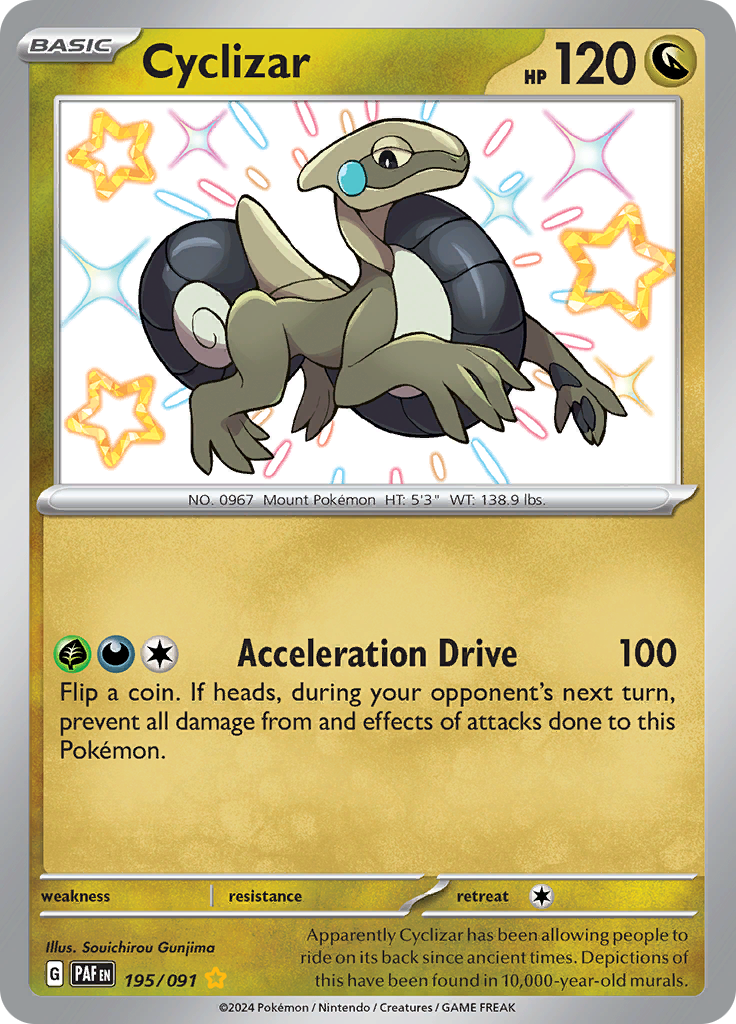 Cyclizar 195/091 from Paldean Fates (PAF) - Shiny Rare English Pokémon TCG single card