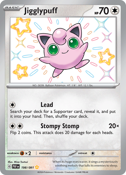 Jigglypuff 198/091 from Paldean Fates (PAF) - Shiny Rare English Pokémon TCG single card
