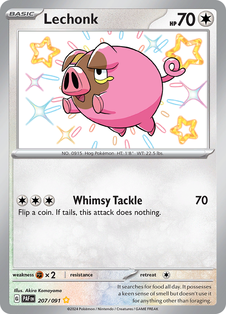 Lechonk 207/091 from Paldean Fates (PAF) - Shiny Rare English Pokémon TCG single card