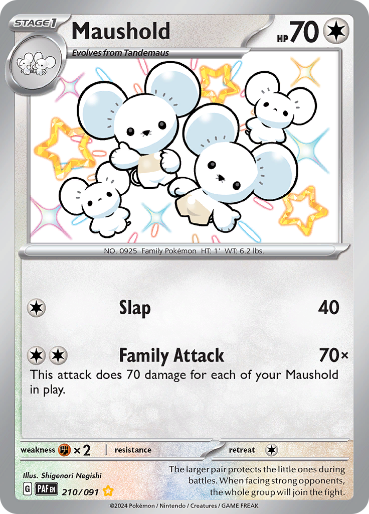 Maushold 210/091 from Paldean Fates (PAF) - Shiny Rare English Pokémon TCG single card