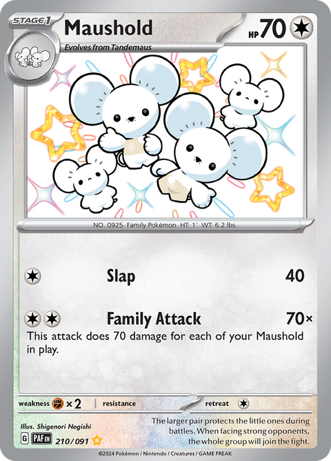 Maushold 210/091 from Paldean Fates (PAF) - Shiny Rare English Pokémon TCG single card