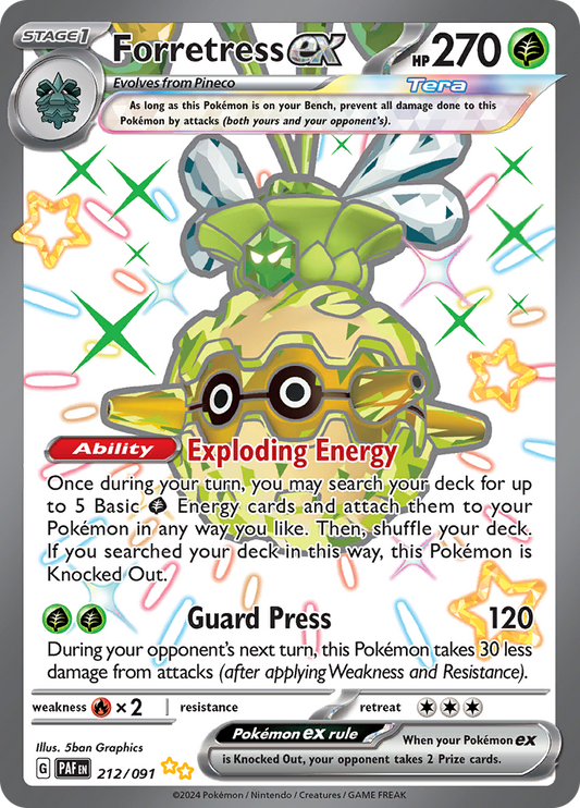 Forretress ex 212/091 from Paldean Fates (PAF) - Ultra Rare English Pokémon TCG single card