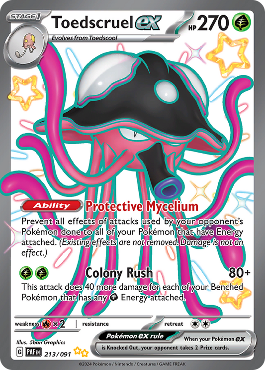 Toedscruel ex 213/091 from Paldean Fates (PAF) - Ultra Rare English Pokémon TCG single card