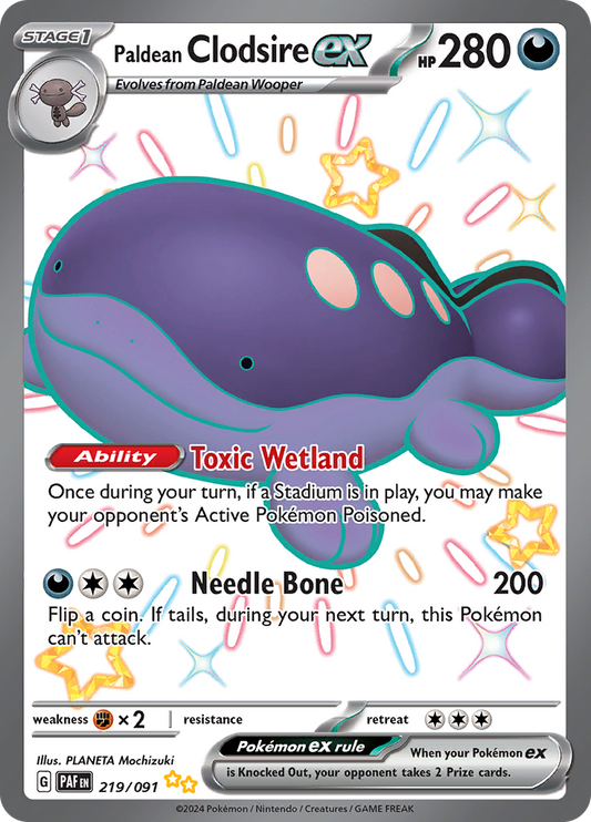 Paldean Clodsire ex 219/091 from Paldean Fates (PAF) - Ultra Rare English Pokémon TCG single card