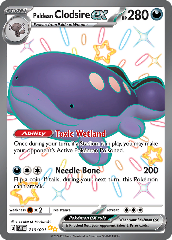 Paldean Clodsire ex 219/091 from Paldean Fates (PAF) - Ultra Rare English Pokémon TCG single card