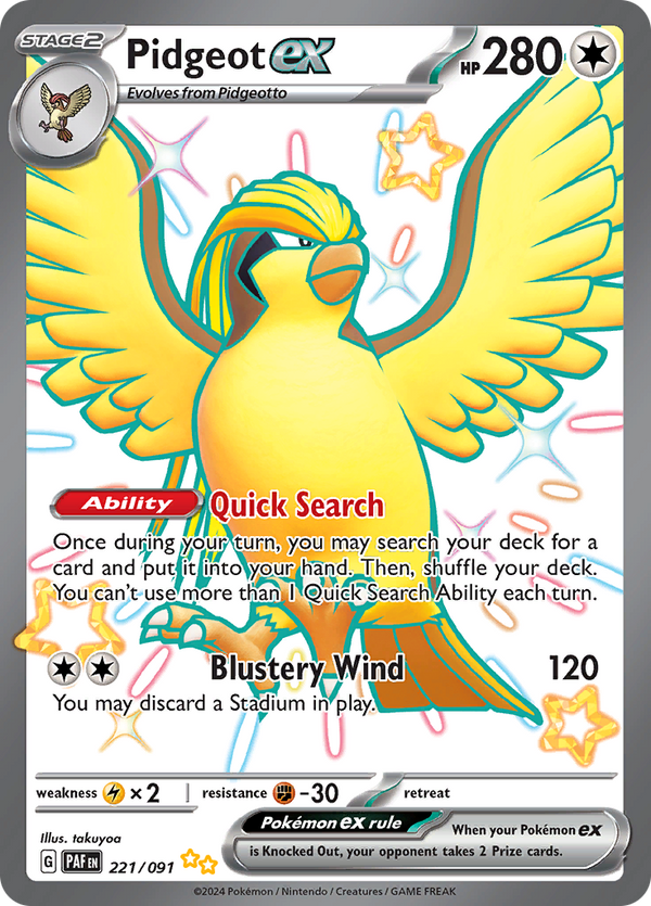 Pidgeot ex 221/091 from Paldean Fates (PAF) - Ultra Rare English Pokémon TCG single card