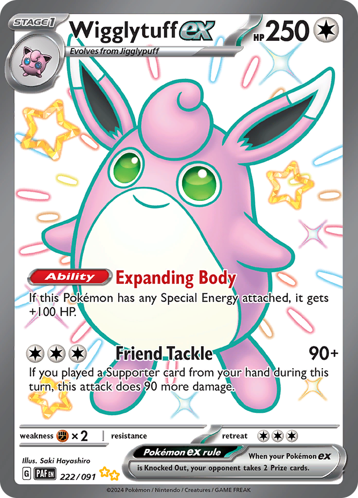 Wigglytuff ex 222/091 from Paldean Fates (PAF) - Ultra Rare English Pokémon TCG single card