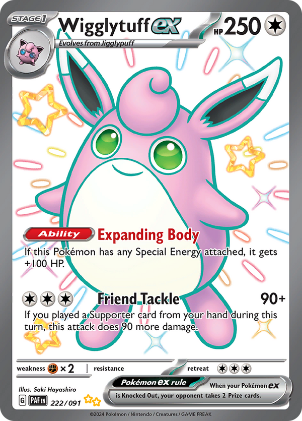 Wigglytuff ex 222/091 from Paldean Fates (PAF) - Ultra Rare English Pokémon TCG single card