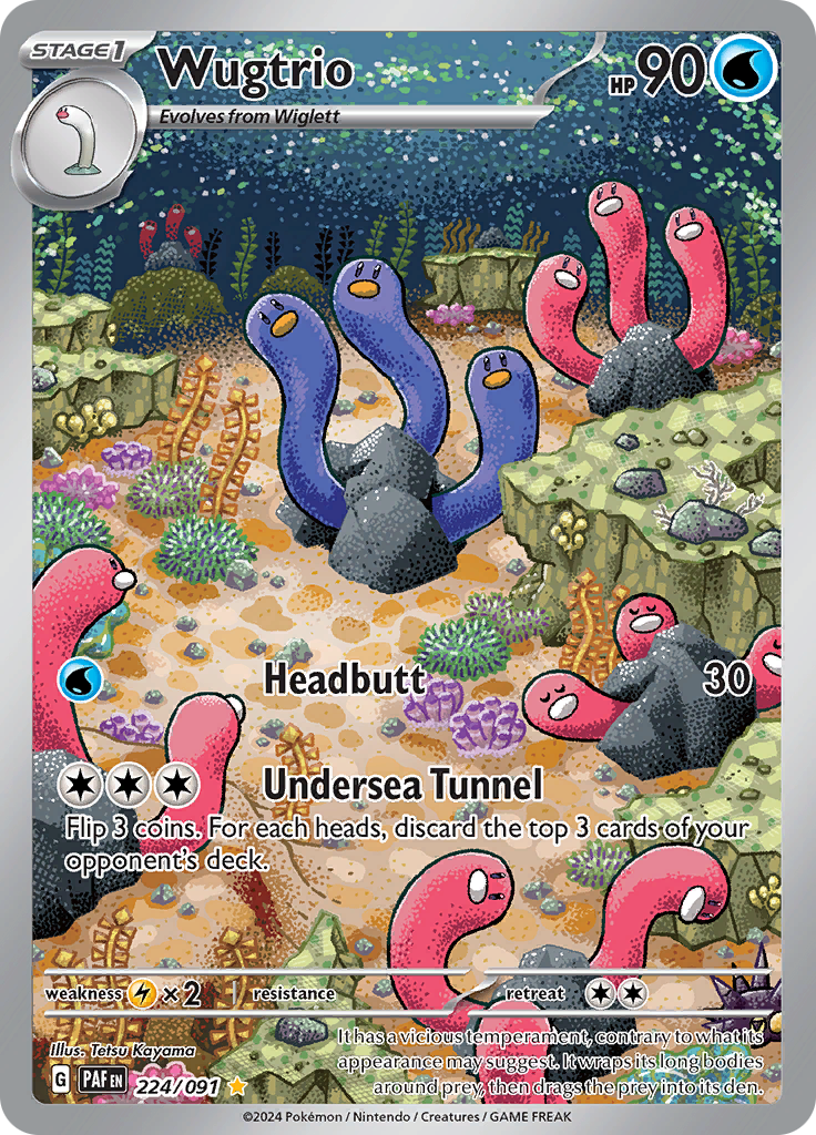 Wugtrio 224/091 from Paldean Fates (PAF) - Illustration Rare English Pokémon TCG single card