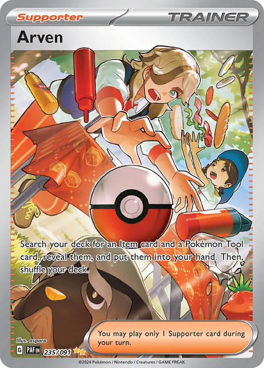 Arven 235/091 from Paldean Fates (PAF) - Special Illustration Rare English Pokémon TCG single card