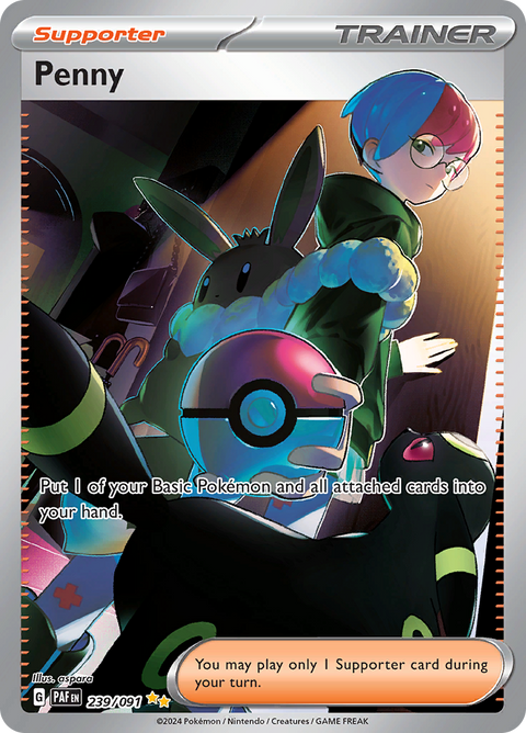Penny 239/091 from Paldean Fates (PAF) - Special Illustration Rare English Pokémon TCG single card