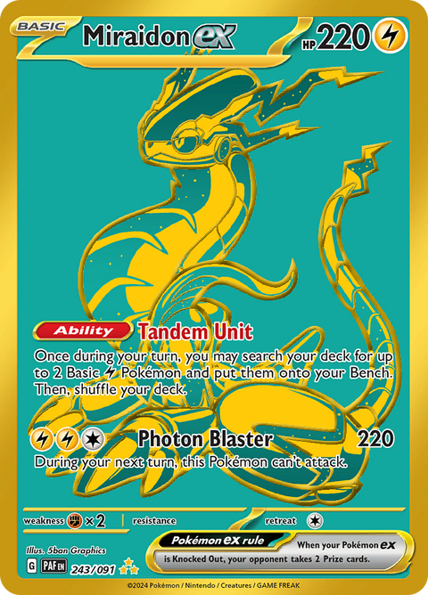 Miraidon ex 243/091 from Paldean Fates (PAF) - Hyper Rare English Pokémon TCG single card