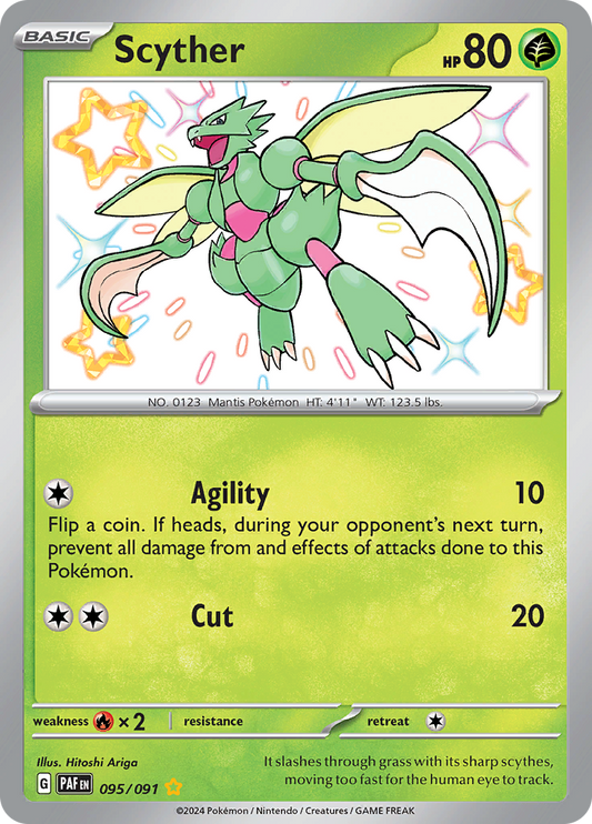 Scyther 095/091 from Paldean Fates (PAF) - Shiny Rare English Pokémon TCG single card