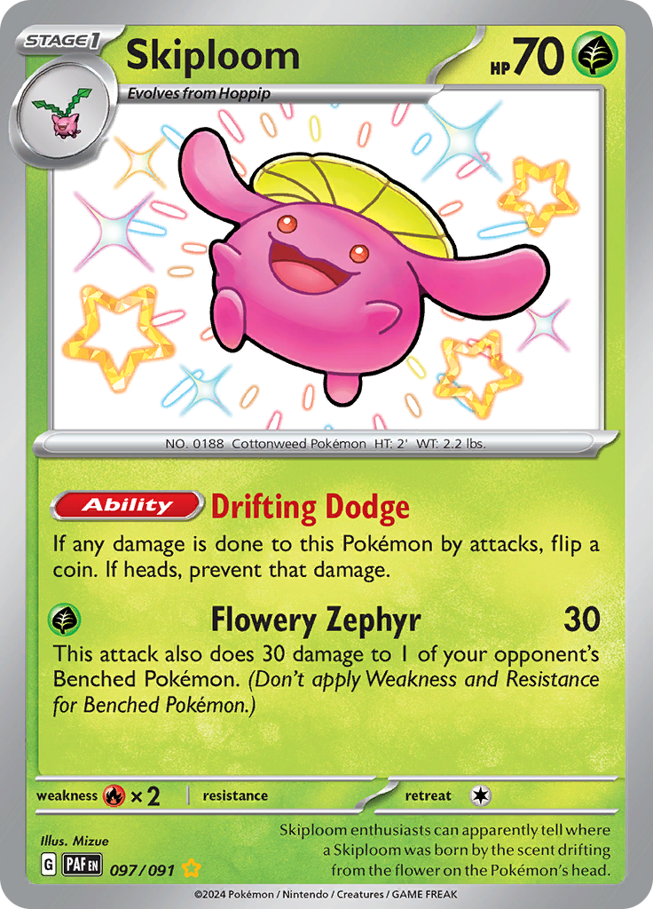 Skiploom 097/091 from Paldean Fates (PAF) - Shiny Rare English Pokémon TCG single card