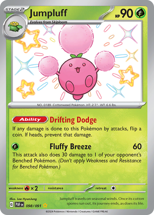 Jumpluff 098/091 from Paldean Fates (PAF) - Shiny Rare English Pokémon TCG single card
