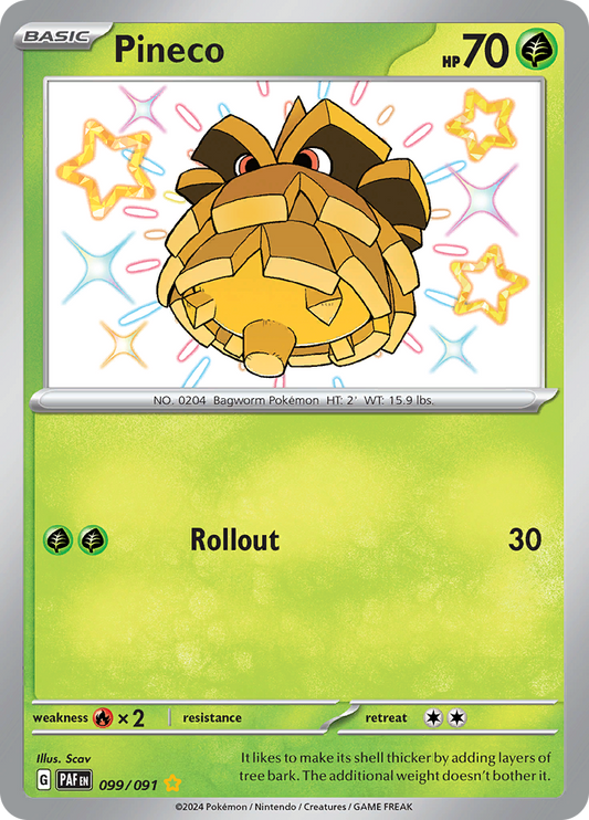Pineco 099/091 from Paldean Fates (PAF) - Shiny Rare English Pokémon TCG single card