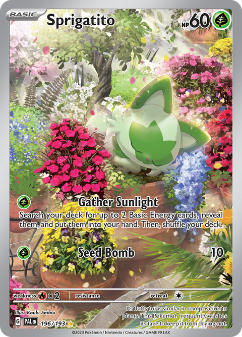 Sprigatito 196/193 from Paldea Evolved (PAL) - Illustration Rare English Pokémon TCG single card