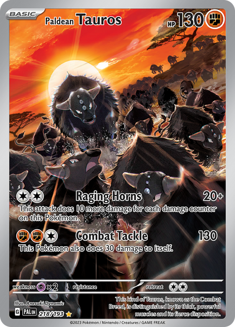 Paldean Tauros 218/193 from Paldea Evolved (PAL) - Illustration Rare English Pokémon TCG single card