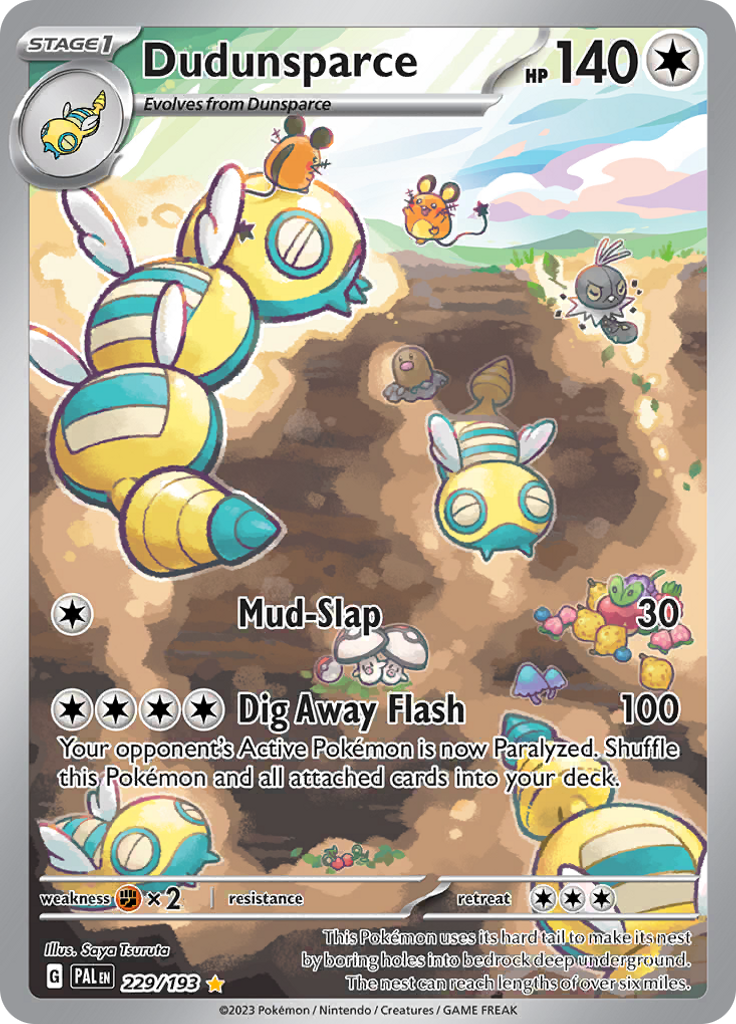 Dudunsparce 229/193 from Paldea Evolved (PAL) - Illustration Rare English Pokémon TCG single card