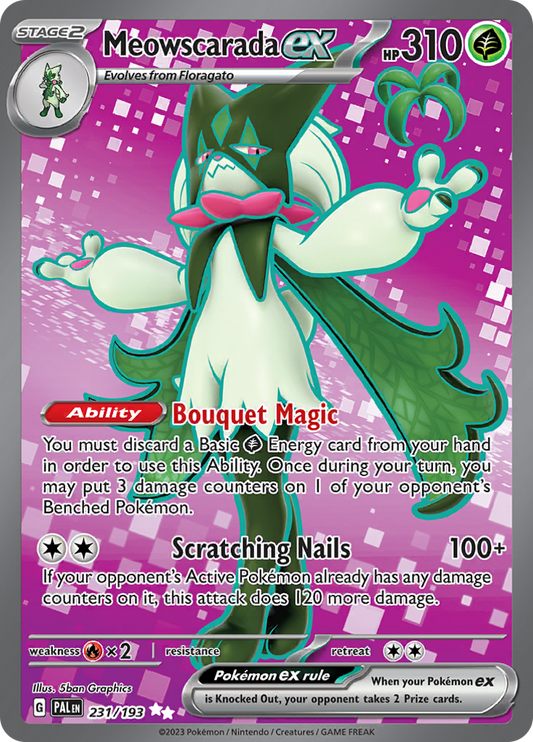 Meowscarada ex 231/193 from Paldea Evolved (PAL) - Ultra Rare English Pokémon TCG single card