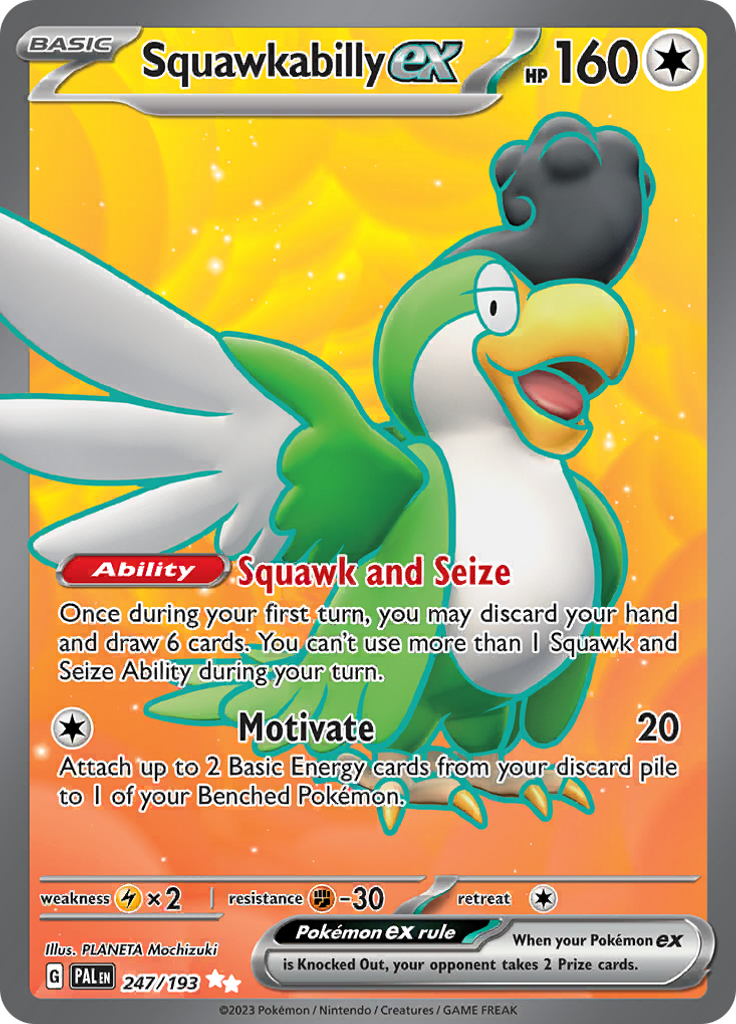 Squawkabilly ex 247/193 from Paldea Evolved (PAL) - Ultra Rare English Pokémon TCG single card