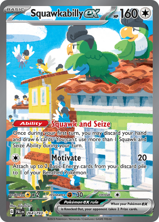 Squawkabilly ex 264/193 from Paldea Evolved (PAL) - Special Illustration Rare English Pokémon TCG single card