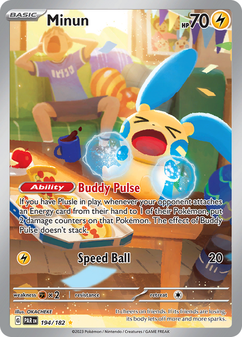 Minun 194/182 from Paradox Rift (PAR) - Illustration Rare English Pokémon TCG single card