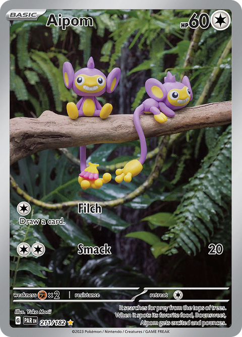 Aipom 211/182 from Paradox Rift (PAR) - Illustration Rare English Pokémon TCG single card