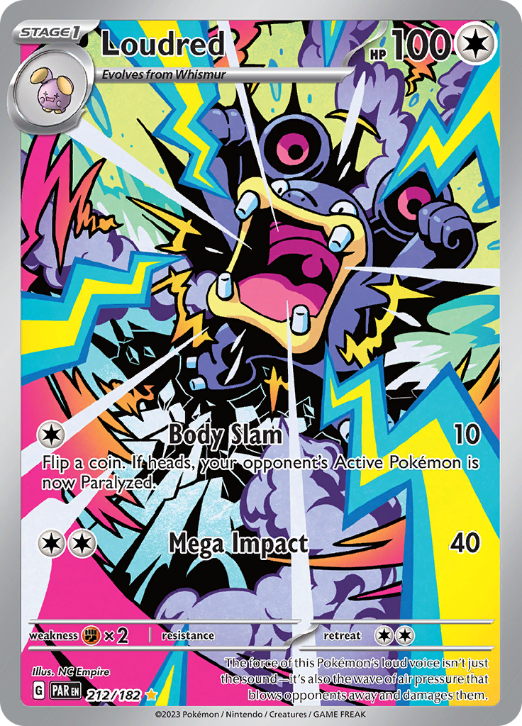 Loudred 212/182 from Paradox Rift (PAR) - Illustration Rare English Pokémon TCG single card