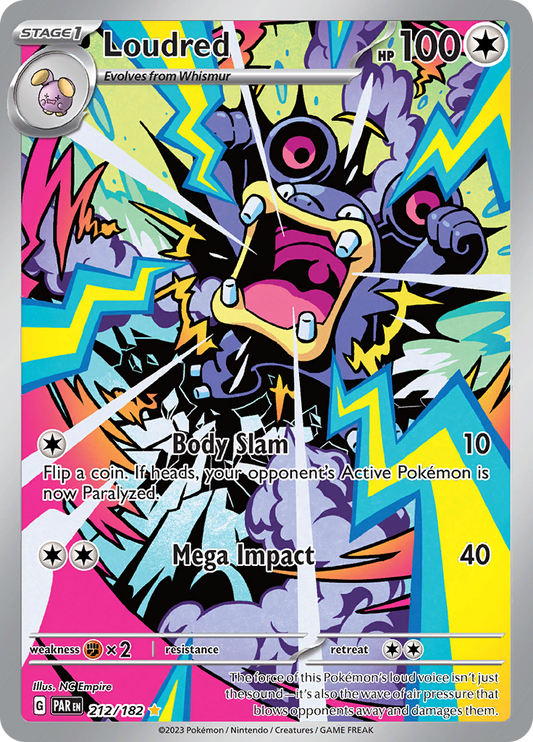 Loudred 212/182 from Paradox Rift (PAR) - Illustration Rare English Pokémon TCG single card