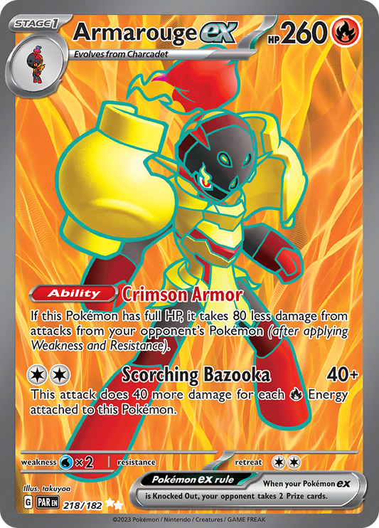 Armarouge ex 218/182 from Paradox Rift (PAR) - Ultra Rare English Pokémon TCG single card