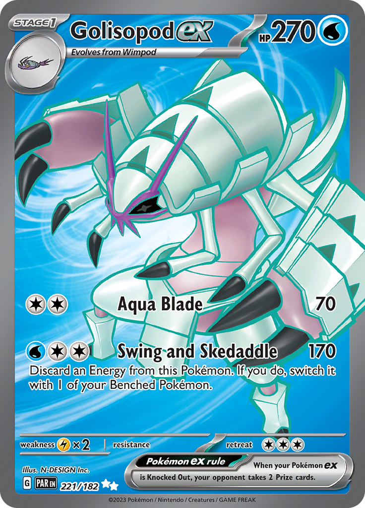 Golisopod ex 221/182 from Paradox Rift (PAR) - Ultra Rare English Pokémon TCG single card