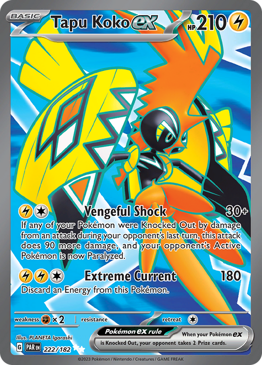 Tapu Koko ex 222/182 from Paradox Rift (PAR) - Ultra Rare English Pokémon TCG single card