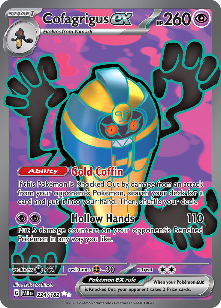 Cofagrigus ex 224/182 from Paradox Rift (PAR) - Ultra Rare English Pokémon TCG single card