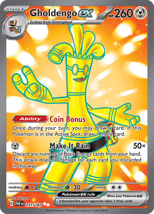 Gholdengo ex 231/182 from Paradox Rift (PAR) - Ultra Rare English Pokémon TCG single card