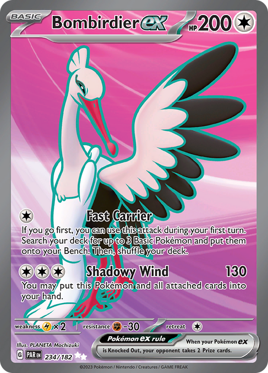 Bombirdier ex 234/182 from Paradox Rift (PAR) - Ultra Rare English Pokémon TCG single card