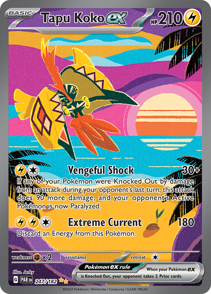 Tapu Koko ex 247/182 from Paradox Rift (PAR) - Special Illustration Rare English Pokémon TCG single card