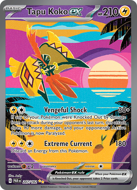 Tapu Koko ex 247/182 from Paradox Rift (PAR) - Special Illustration Rare English Pokémon TCG single card