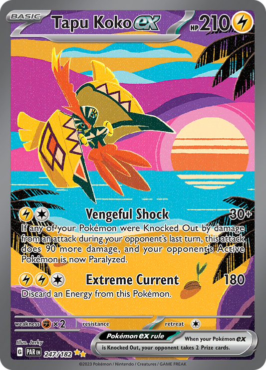 Tapu Koko ex 247/182 from Paradox Rift (PAR) - Special Illustration Rare English Pokémon TCG single card