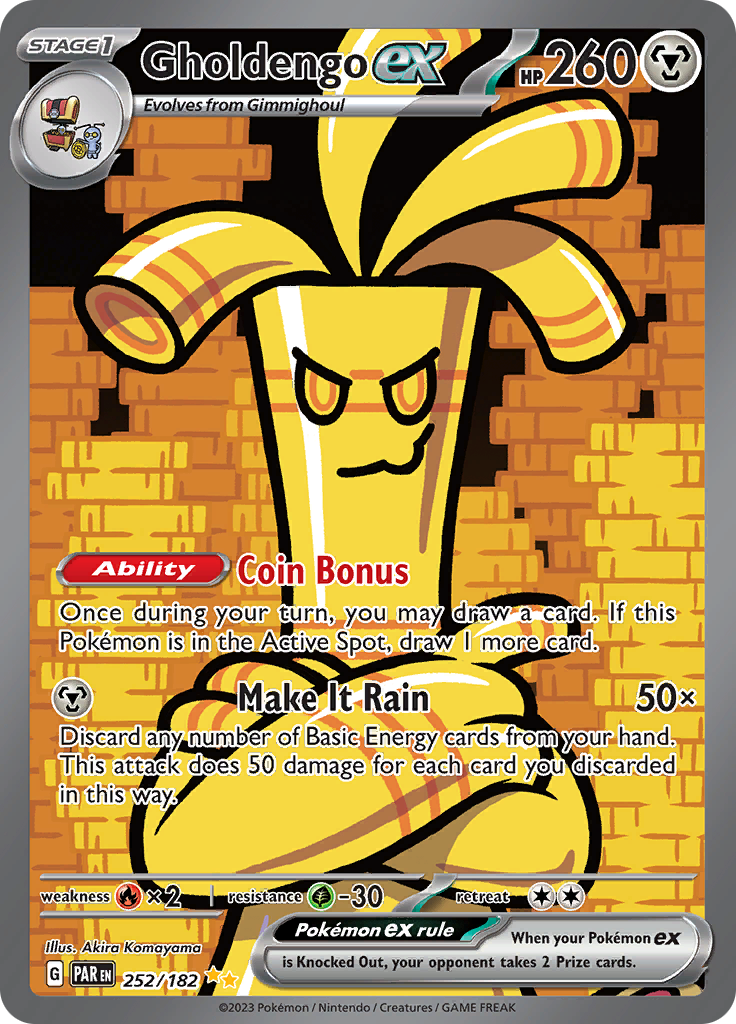 Gholdengo ex 252/182 from Paradox Rift (PAR) - Special Illustration Rare English Pokémon TCG single card
