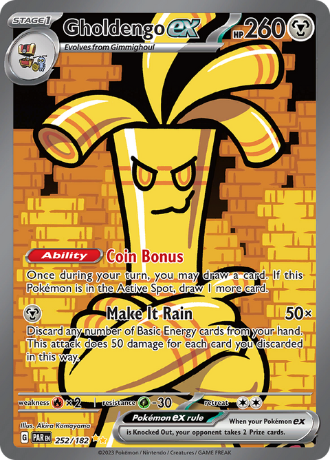 Gholdengo ex 252/182 from Paradox Rift (PAR) - Special Illustration Rare English Pokémon TCG single card